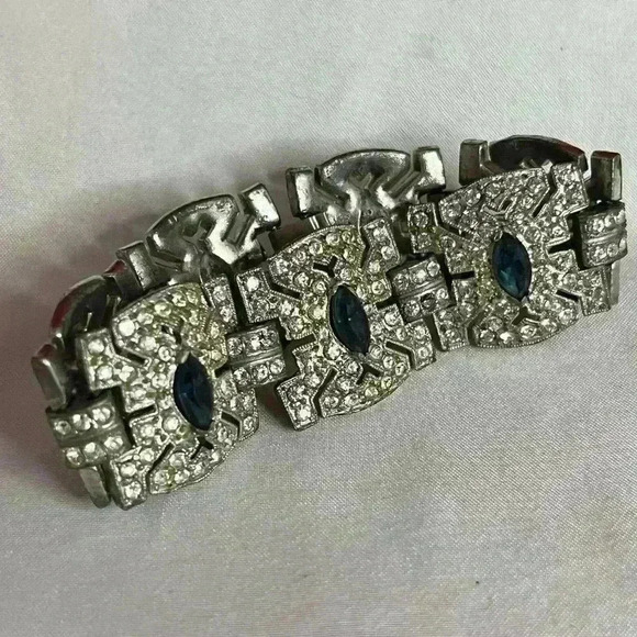 Vintage Art Deco Pave Rhinestone Bracelet - Picture 8 of 9